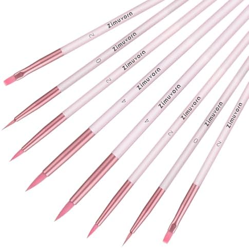 8pcs Fine Detail Paint Brush Set, Small Miniature Fine Tip Detail Brushes Kit for Acrylic Oil Watercolor, Miniatures, Models, Paint by Numbers, Rock Painting (Pink)