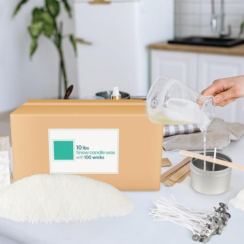 Wfmolcand 10 lb Natural Pearl Wax Sand DIY Set with 100 Wicks, Reusable, Continuous Burning, Unscented Candle Powder, Designed for Handmade Candles, Wedding Celebrations and Party Decorations