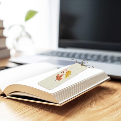 50 Sets 6 x 2 Inch Large Wooden Bookmarks with Holes and Ropes
