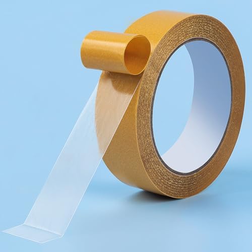 Ultra-Thin Clear Double Sided Tape Heavy Duty 1.58Inch X 66Feet Two Sides Strong Stick Mounting Adhesive Tape For Rug Fixed,DIY Crafts,Poster,Arts,Fixed Clothes,Paste Photo,Scrapbook,Gift Wrap