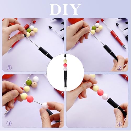 30Pcs Halloween Beadable Pens Beaded Ballpoint Pens Bulk for DIY Green