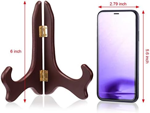Tatuo 4 Packs Wooden Display Stand Plate Holder Easels, Red, 6 Inch