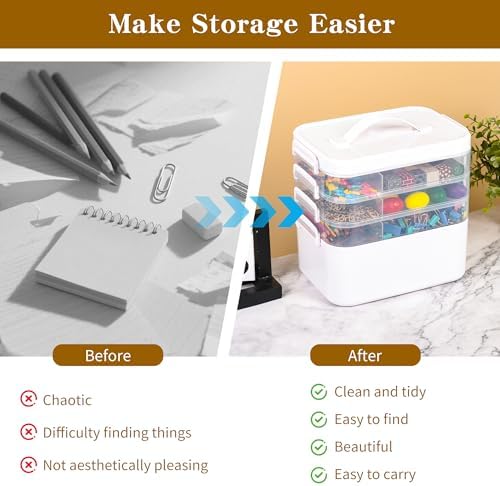 16 QT Art Supply Storage Organizer, 4-Tier with Removable Trays