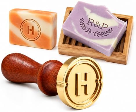 Personalized Soap Stamp for Homemade Soap, Unique DIY Soap Making Supplies | Custom Stamp Logo 86 Designs/Your Own Branding Logo Text, Handmade Soap Making Kit, Soap Craft Tools Handcrafted Wedding Gift