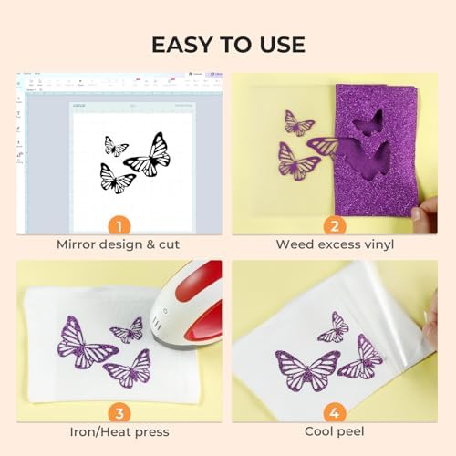 HTVRONT Glitter HTV, 12" x 10ft Purple Glitter HTV Heat Transfer Vinyl