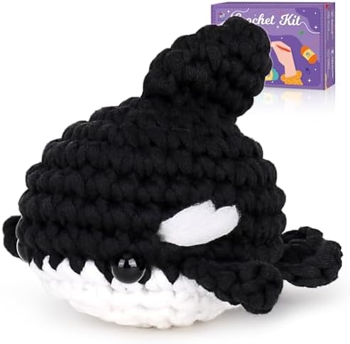 Crochetta Crochet Kit for Beginners, Crochet Starter Kit w Step-by-Step Video Tutorials, Beginner Crochet Kit for Adults Kids Women Men Complete Kit Included (Killer Whale)