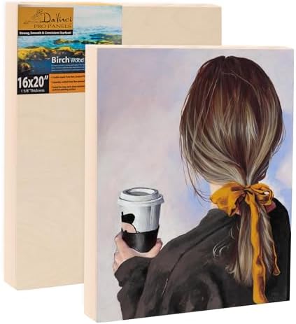 Da Vinci Pro Ultra Smooth Wood Canvas Gesso Board - 3/4" Deep, 18x24 Single White Acrylic Polymer Gesso Panels for Painting Fine Portraits and Ultra Fine Detail Illustrations and Artwork