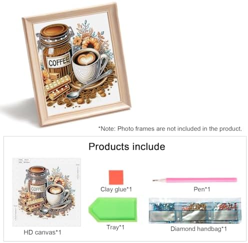AiYuanzsh 5D Special Shape Diamond Art Kits for Beginners, Diamond Art Painting Kits for Adults, Crystal Rhinestones Diamond Art Painting for Home Wall Decoration Gift 12×12 inch, Coffee