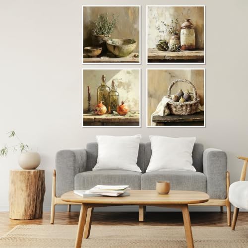 4 Pack Framed Retro Paint by Numbers Kits for Adults with Easel (8x8in)