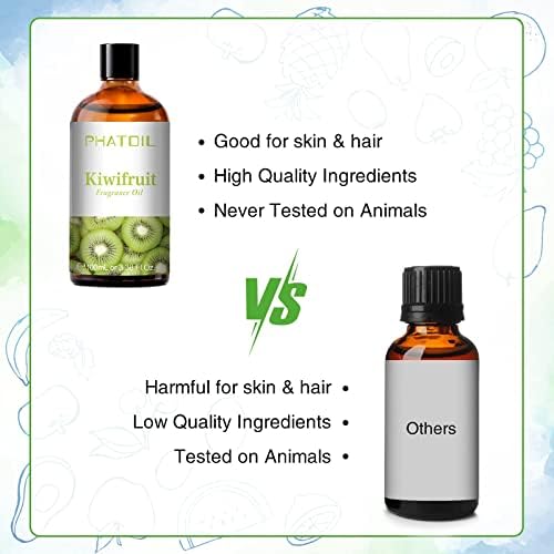 PHATOIL Kiwifruit Fragrance Oil for Diffuser Aromatherapy 3.38FL.OZ | Long Lasting Scented Oils For Humidifier, Air Freshener, DIY Soap Candle, Scent Project Making, Aroma Oil for Home Freshening