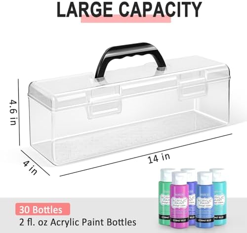 Vowcarol Acrylic Paint Storage Box, 30 Bottles Capacity Acrylic Paint Organizer for 2 fl. oz Bottles, Craft Organizer
