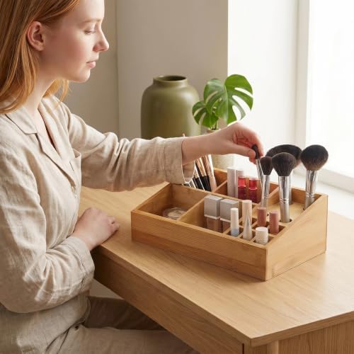 2 Pack Bamboo Art Supply Organizer