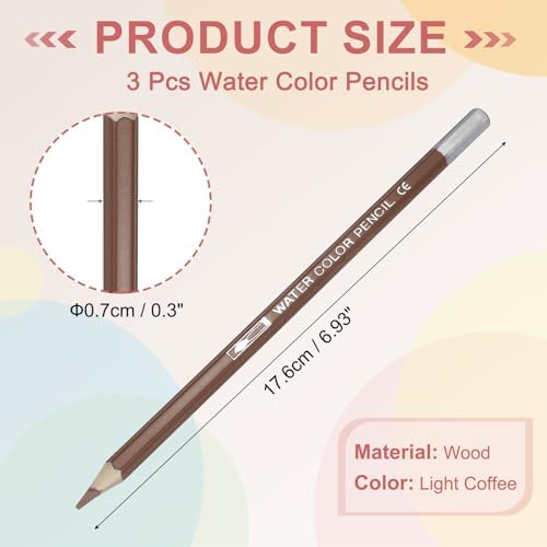 PATIKIL Watercolor Pencils, Light Coffee Color Pencil Set Sketch Coloring Drawing Colored Pencils Bulk Artist Drawing Supplies for Adult Coloring Book Blending, 3 Pcs