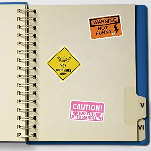 50 pcs Funny Warning Sign Stickers Waterproof Vinyl Stickers for Laptop Water Bottle,Sign Stickers Decoration Supplies for Family to Stay at Home and Outdoor