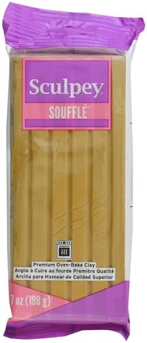Souffle Sculpey Latte 7 oz Polymer Oven-Bake Clay, Tan Modeling Clay | Lightweight, flexible clay with a suede finish. Perfect for jewelry, earrings, sewing, and mixed media craft projects
