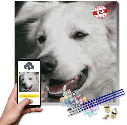 Custom Paint by Numbers kit for Adults - Personalized Paint by Numbersfor Beginner Customized DIY Paint by Numbers from Photo Oil Painting on Canvas Home Wall Decor Special Handmade Gift (G:24×24 in)
