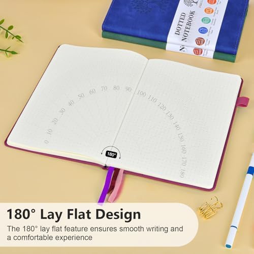 Dotted Journal 5.9"×8.5", 160 Pages Dot Grid Notebook, Bullet Journaling | Hardcover Leather Journal for Women & Men,100 Gsm Thick Paper,Medium Size, Dotted notebook for Work, School, Travel Writing