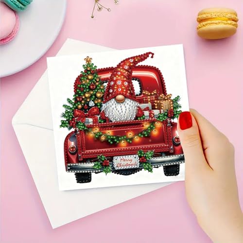 6Pcs Christmas Greeting Card DIY Diamond Art Painting Greeting Cards Blessing Folding Card Kit with White Envelopes Diamond Arts Crafts for Birthday Festival Gift-Goblin03