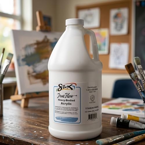 Sax True Flow Heavy Body Acrylic Paint, 1/2 Gallon, Titanium White - 439301, 64 Fl Oz (Pack of 1)