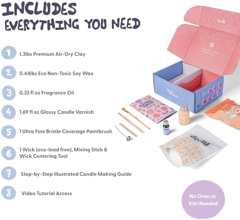 Sculpd Candle Making Kit, Air Dry Clay, 1 Candle, Basil & Citrus Fragrance