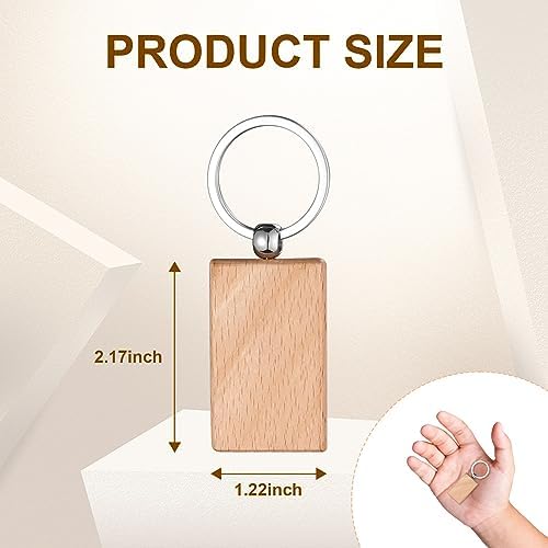 Wood Key Chain Bulk 100 Pcs Rectangle Wooden Blank Tags