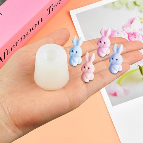 Mini Rabbit Figurines Resin Silicone Molds for DIY Fairy Garden Decor