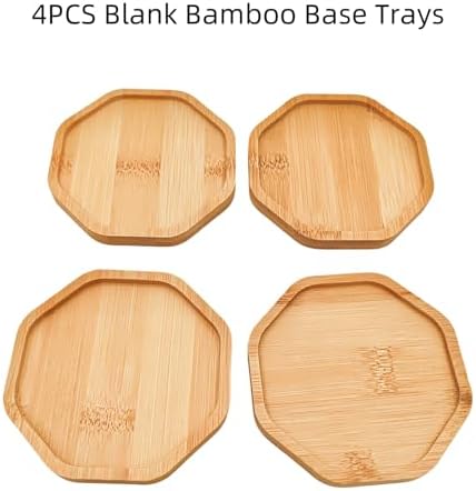 4PCS Mosaic Bamboo Coasters for Crafts, Blank Base Trays, Drinking Cup Coaster, Plant Coaster, Art Plate,DIY Mosaic Supplies (Octagon)