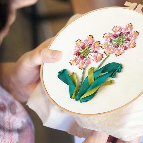 4 Sets Ribbon Flower Embroidery Kit for Beginners, Adults Cross Stitch Kits