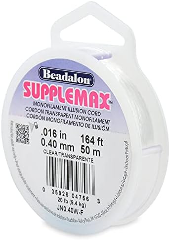 Beadalon SuppleMax Beading Thread - Clear, .40mm / .016in - 50m / 164ft