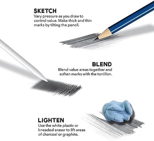 ArtSkills Sketch Kit, Art Sets for Adults with Pencil Set and Charcoal Art Supplies, Shading Pencils for Sketching, Charcoal for Drawing, Professional Drawing Pencils, 39 Pc