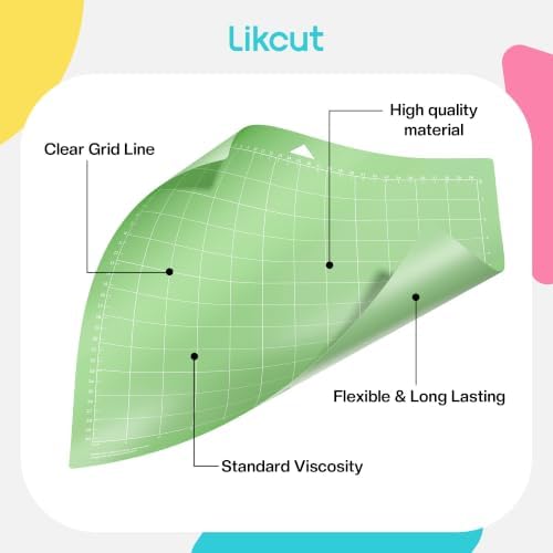 Likcut Cutting Mat 12"x12" for S31 Vinyl Cutter Machine - Standard Adhesive Mat Compatible with Cricut Maker, 3 Pack