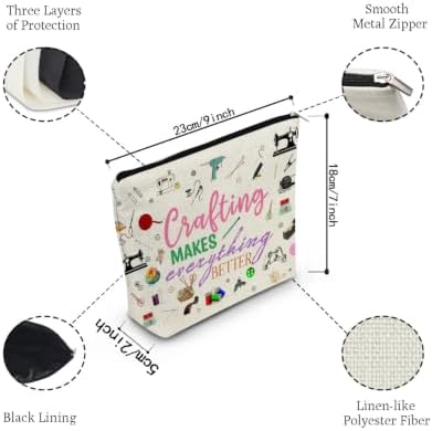 Crafting Print Canvas Cosmetic Bag