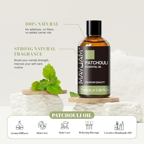 MAYJAM Patchouli Essential Oil for Diffuser Soap Candle Making, 3.38FL.OZ