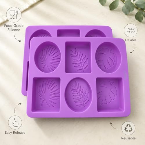 2 Pack Tropical Leaf Silicone Soap Mold Tropical Leaf Embossed Soap Making Mold Monstera Silicone Mold Palm Leafs Mold Handmade Soap Mold for Soap Candle Lotion Bath Bombs Resin Cake Chocolate Candy
