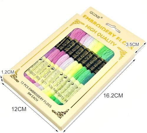 Premium Rainbow Color Embroidery Floss - Cross Stitch Threads - Friendship Bracelets Floss - Crafts Floss - 12 Skeins Per Pack Embroidery Floss,Green-Purple Gradient