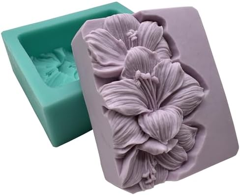 Lily Flower Soap Mold Pretty Flower Soap Silicone Mould for Handmade DIY Soap Making Lotion Bars Scented Candles Resin Crafts Aromatherapy Gypsum Moulds Cake Ice Cube Molds