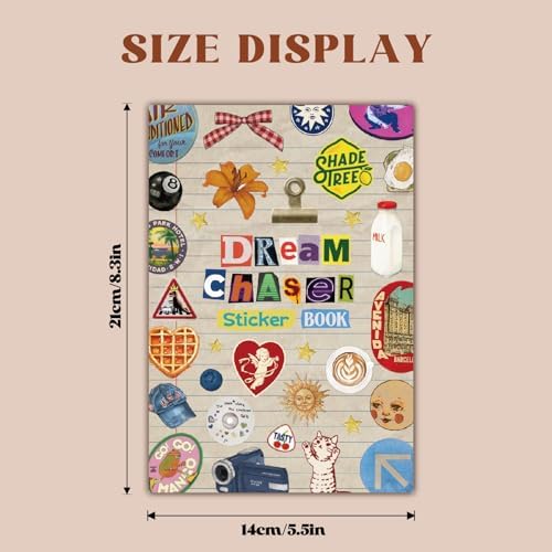 PRSTINCOL Vintage Sticker Book with 30 Pages of Ephemera Stickers, Aesthetic Junk Journaling Supplies for Scrapbooking Adults, 8.3 by 5.5 Inches, Over 550 Pieces
