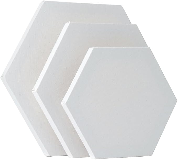TRANSON 3 Sizes Hexagon Shaped Stretched Canvas Primed Ready for Painting
