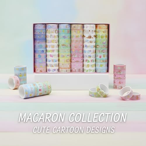 60 Rolls Washi Tape Set, Cute Pattern Washi Stickers, 15mm Wide for Junk Journal Scrapbook Tape, Bullet Journaling Scrapbooking Supplies, Planner Sticker DIY Craft DéCor