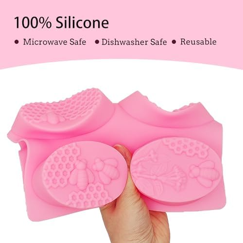2 Pcs Honeycomb Soap Molds Bee Honey Silicone Molds Cake Molds Beehive Chocolate Mold Set for Home Handmade DIY Candle Muffin Baking Tray Lotion Bars Wax Melts Beeswax Tool (Pink)