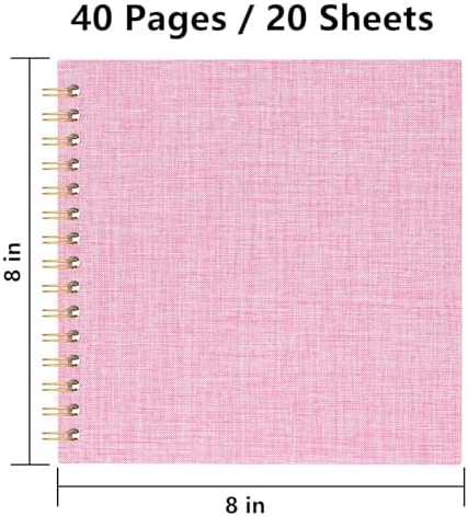 8x8 Inch Scrapbook DIY Photo Album, 20 Sheets (40 Pages), Pink