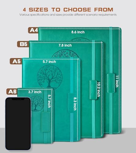 Biuwory Leather Journal Notebook,256 Thick Lined Pages,Hardcover 5.7"×8.3" | Vintage Journal for Women Men,Work,School,Business,Travel Diary,Note taking,College Ruled Writing,Daily Journaling Notebook
