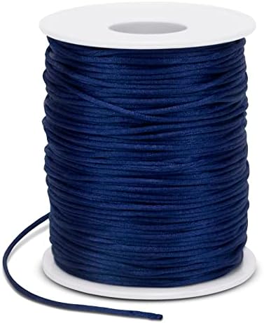 1.5mm Nylon Cord 328 Feet Satin Cord Nylon String for Bracelets, Bracelet Thread Bead String for Jewelry Making, Necklace, Chinese Knotting, Beading, DIY Crafts (Dark Blue)