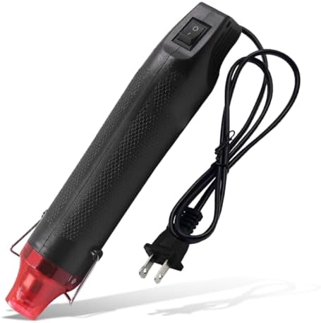 220V 300W Mini Heat Gun, Portable Electric Hot Air Gun with Stand & Power Cord, Handheld Heating Tool for Car Vinyl Wrap, Drying Paint, Epoxy Resin, DIY Embossing(Black)
