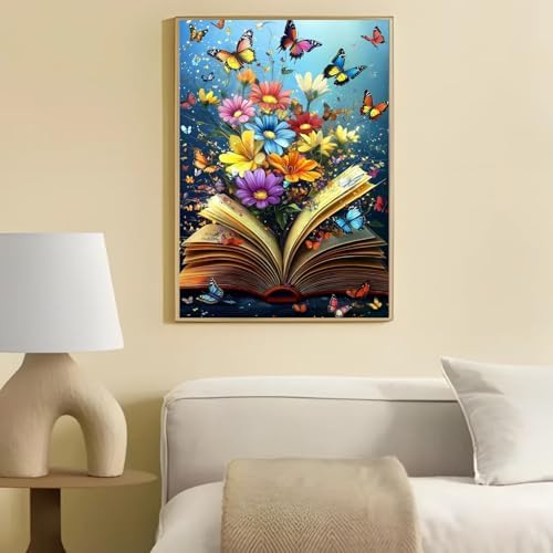 Artykapby Paint by Numbers kit for Adults Butterflies and Books16x20 inch