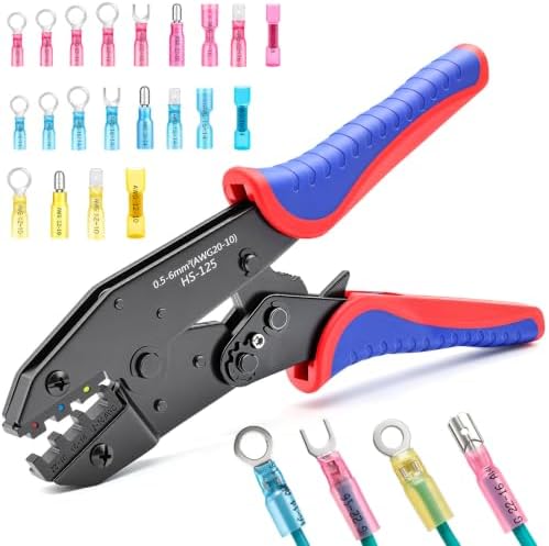 smseace Wire Crimping Tool for Heat Shrink Wire Connectors 22-10AWG Professional Ratcheting Terminal Crimper