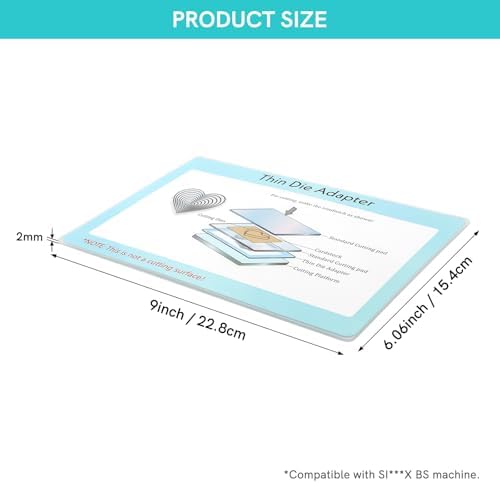9" x 6" Standard Adapter Pad for Die Cutting Machine, Thine Die Adapter Plate Compatiable with Big Shot Die Cutting Machine for Thin Wafer Dies Crafting Embossing Scrapbooking DIY Projects