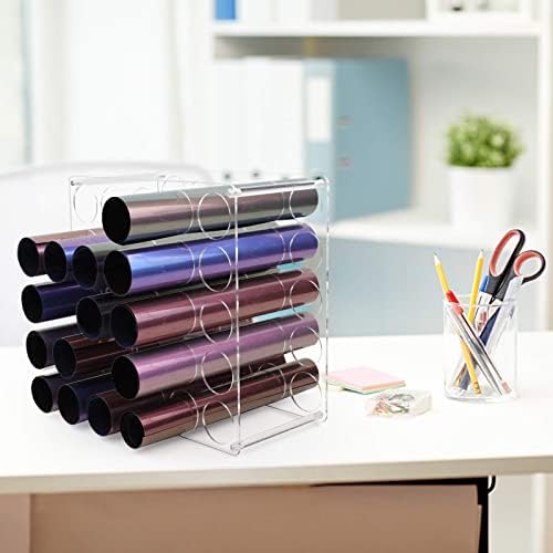 Vinyl Storage Rack 25-Holes Vinyl Holder Acrylic Vinyl Roll Storage for Craft Room, Vinyl Organizer for up to 25 Vinyl Rolls (25Holes)