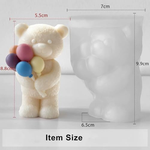 Konrisa Balloon Bear Candle Molds, Silicone Resin Casting Mold for Candles Making Aromatherapy Candles Handmade Wax Home Decoration