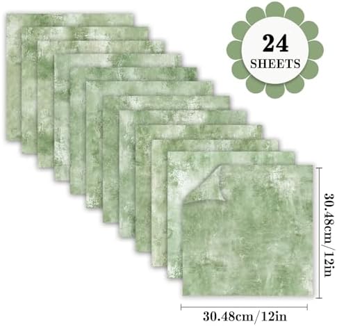 24 Sheets Green Scrapbook Paper 12x12 Inch 160gsm